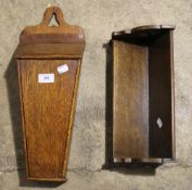A 19th century oak candlebox and book rack