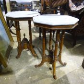 A pair of marble topped centre tables