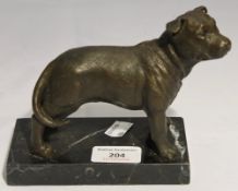 A bronze in the form of a Staffordshire bull terrier