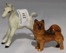 A Royal Doulton foal and a dog