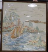 A large Japanese picture on silk