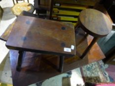 A Victorian oak stool and another