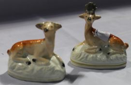 Two 19th century Staffordshire models of deer