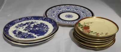 Six satsuma plates etc