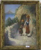 An oil painting of a Mediterranean scene