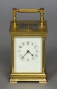 A 19th century French lacquered brass cased repeating carriage clock CONDITION REPORTS: