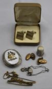 A silver thimble and a quantity of costume jewellery