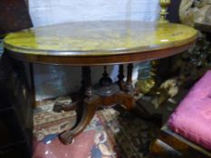 A Victorian burr walnut loo table