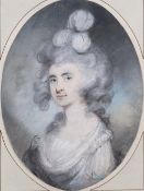 Circle of JOHN DOWNMAN (1750-1824) British Portrait of a Lady Chalk and pastel Image 13 x 18 cm,