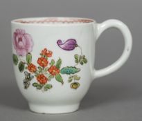 An 18th century Lowestoft porcelain coffee can Polychrome decorated with floral sprays. 6.