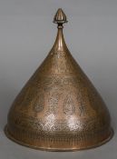 An 18th/19th century Safavid copper food cover Worked as an arabesque dome worked with calligraphic