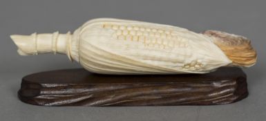 A late 19th/early 20th century Oriental carved ivory model of a cob of corn Naturalistically