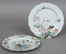 Two Chinese porcelain plates Each with scalloped rim and polychrome decorated with floral sprays