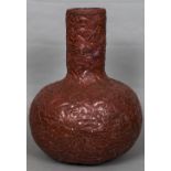 A Chinese red cinnabar lacquer vase Of large proportions,