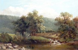 ENGLISH SCHOOL (19th century) River Landscape Oil on canvas 73.