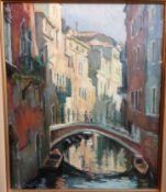MARIE ANTIONETTE COURTILLIER (born 1913) French Venice Oil on canvas Signed 36.