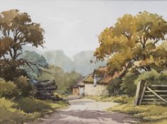 W WYATT (20th century) British Mote Farm, Ightham Watercolour Signed 33 x 25 cm,