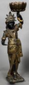 A late 19th/early 20th century Venetian figural Blackamoor figural uplighter Modelled in colourful