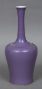 A Chinese porcelain vase With allover purple glaze,