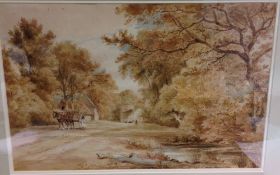 HENRY EDRIDGE (1769-1821) British Horse and Cart on a Rural Lane Watercolour 40 x 26 cm,