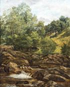 ENGLISH SCHOOL (19th century) Mountain Stream in a Wooded Landscape Oil on board 35 x 45 cm,