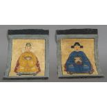 CHINESE SCHOOL (19th/20th century) Emperor and Empress Bodycolour on canvas 30 x 50 cm,