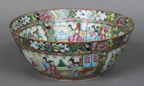 A Chinese canton porcelain bowl Typically decorated. 28 cm diameter.