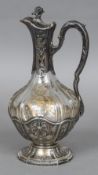 A French silver mounted and gilt decorated glass decanter,