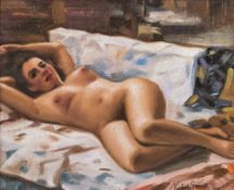 After NORBERT GOENEUTTE (1854-1894) French Reclining Nude Oil on canvas Bears signature and dated