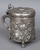 An 18th century Danish silver lidded stein,