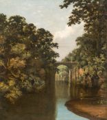 CONTINENTAL SCHOOL (19th century) River Landscape Oil on canvas Unsigned 48.