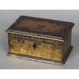 A Chinese Export tea caddy Chinoiserie decorated and enclosing a single lidded compartment.