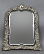 A large Victorian silver mounted dressing mirror, hallmarked London 1896,