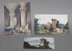 Three 19th century watercolours Each depicting a North African/Mediterranean scene, unframed.