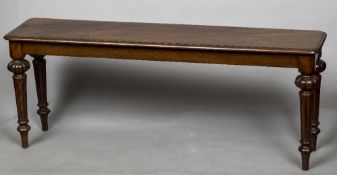 A Victorian mahogany window seat The moulded rounded rectangular top above a plain frieze,