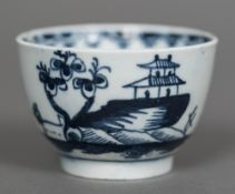 An 18th century Lowestoft porcelain miniature tea bowl Decorated with the Pagoda and Garden pattern.