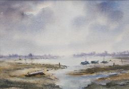 PETER J GRIMER (20th century) British Morston Creek, North Norfolk Watercolour Signed 33.5 x 23.