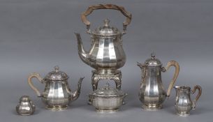 A 19th century French silver five piece tea/coffee service with 950 purity mark and maker's mark