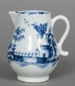 An 18th century Lowestoft porcelain sparrow beak cream jug Decorated with the Long Fence pattern.