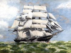 F PEARCE (20th century) Cutty Sark Watercolour Signed 33 x 25 cm,