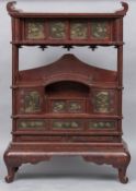 A late 19th/early 20th century Japanese Shodana Of typical architectural form with lacquered