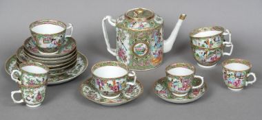 A quantity of 19th century Chinese Canton porcelain Comprising: teapot and cover, a plate,