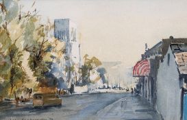 JOHN FARQUHARSON (20th century) British Street Scene Watercolour Signed and dated 78 30 x 19.