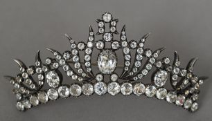 An early Victorian paste set tiara centrepiece Of pierced scrolling form,