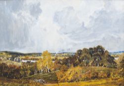 WARREN HAYWARD (19th/20th century) Bringing in the Flock Before a Storm Watercolour heightened