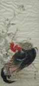 CHINESE SCHOOL (19th/20th century) Cockerel Watercolour and bodycolour on silk Signed and with red