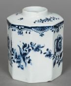 An 18th century Lowestoft porcelain tea canister Of hexagonal section and decorated with floral