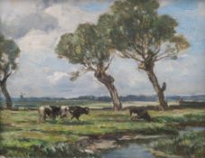 *AR OWEN BOWEN (1873-1967) British The Three Willows, Volendam Oil on canvas Signed 48.5 x 38.