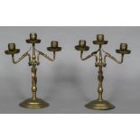 A pair of Arts &Crafts brass and copper candelabra,