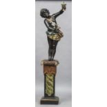A late 19th/early 20th century Venetian Blackamoor Typically modelled holding a pricket stand,